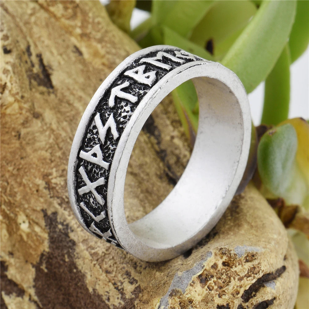

Viking Futhark rune Ring Nordic Alphabet pagan Jewelry Drop Shipping1pc