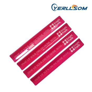 

YERLLSOM 3*30cm 500pcs/Lot Hot Selling Printed 2 color logo Slap Reflective Bracelets custom writing for events R041823