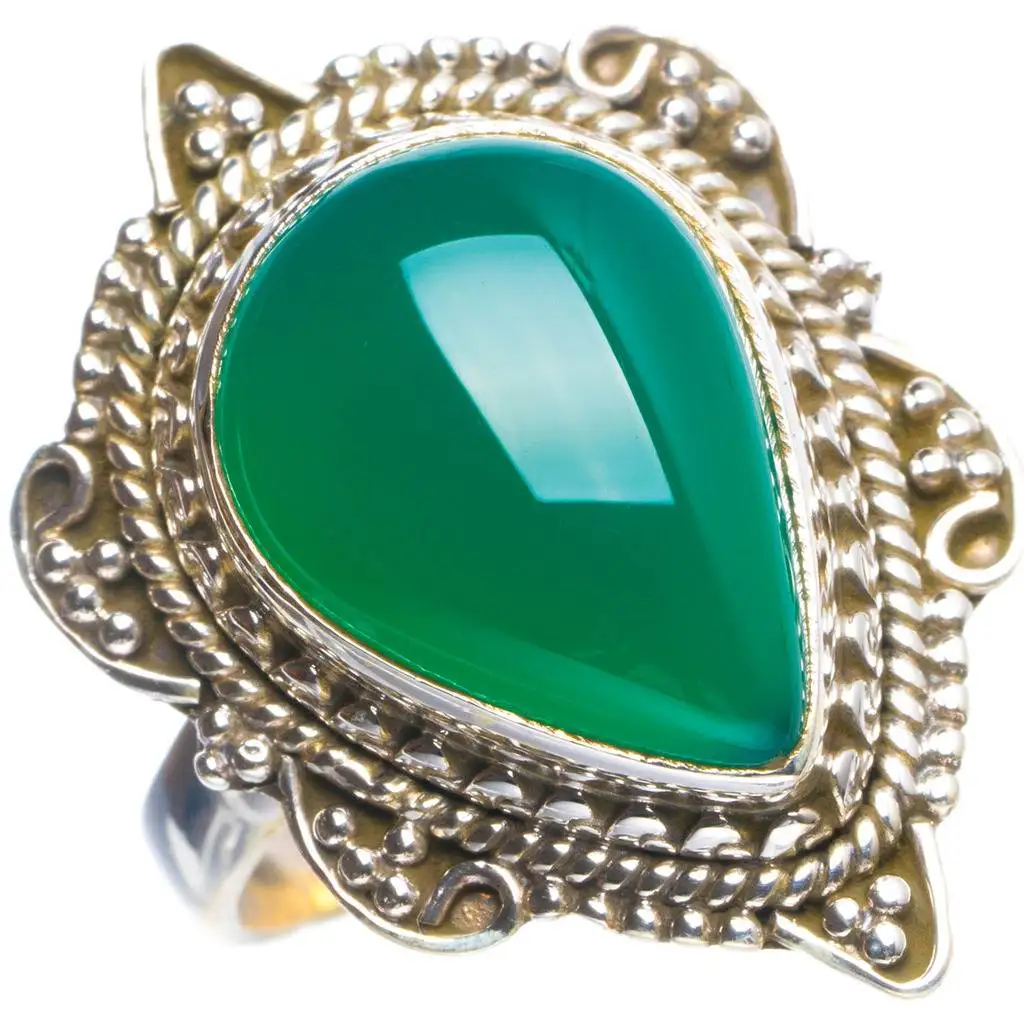

Natural Chrysoprase Handmade Unique 925 Sterling Silver Ring 8 Y4251