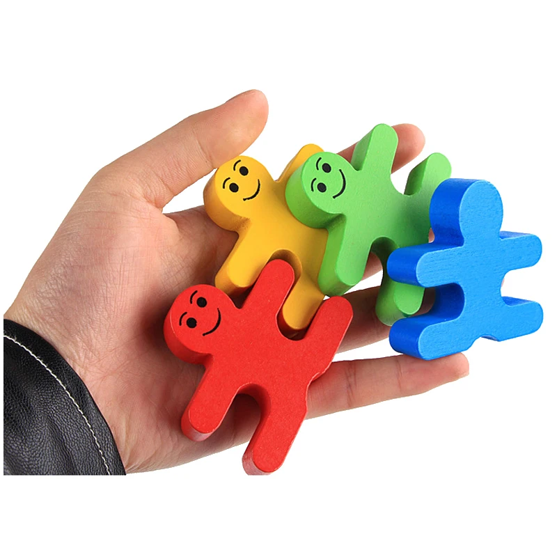Montessori Toys Educational Wooden Toys for Children Early Learning Cartoon Balance Villain Blocks Exercise Kids Brain 16PCS/lot