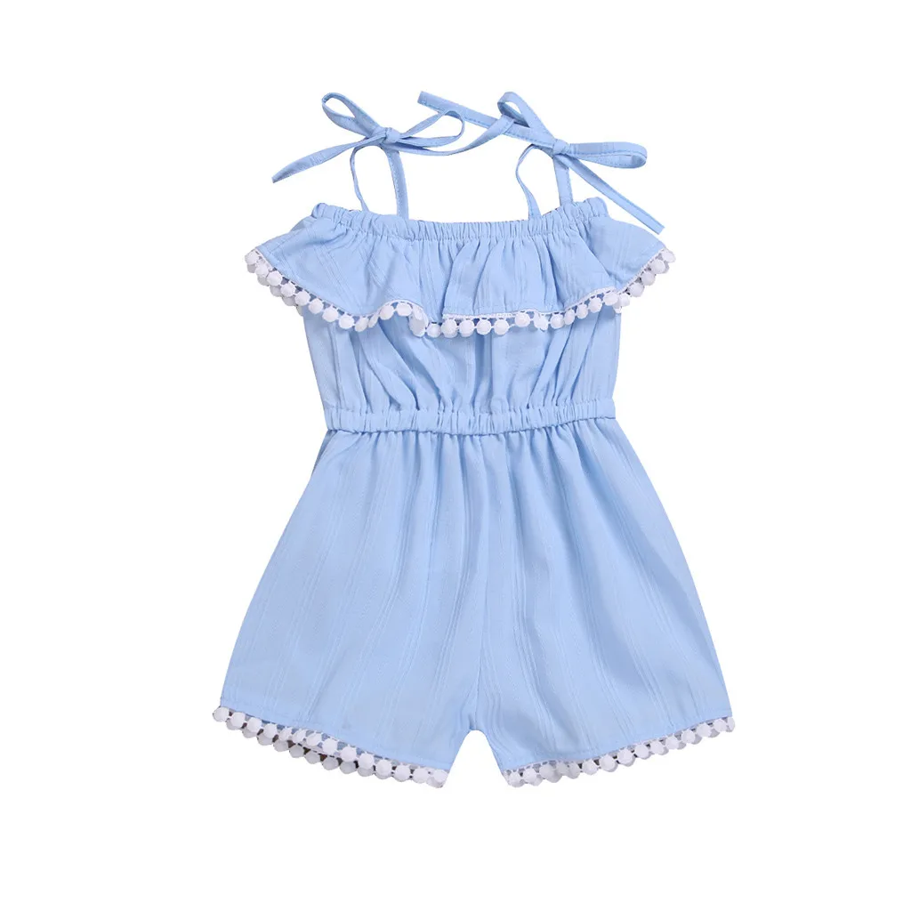 Летняя одежда для маленьких девочек Модная комбинезон без рукавов с оборками и