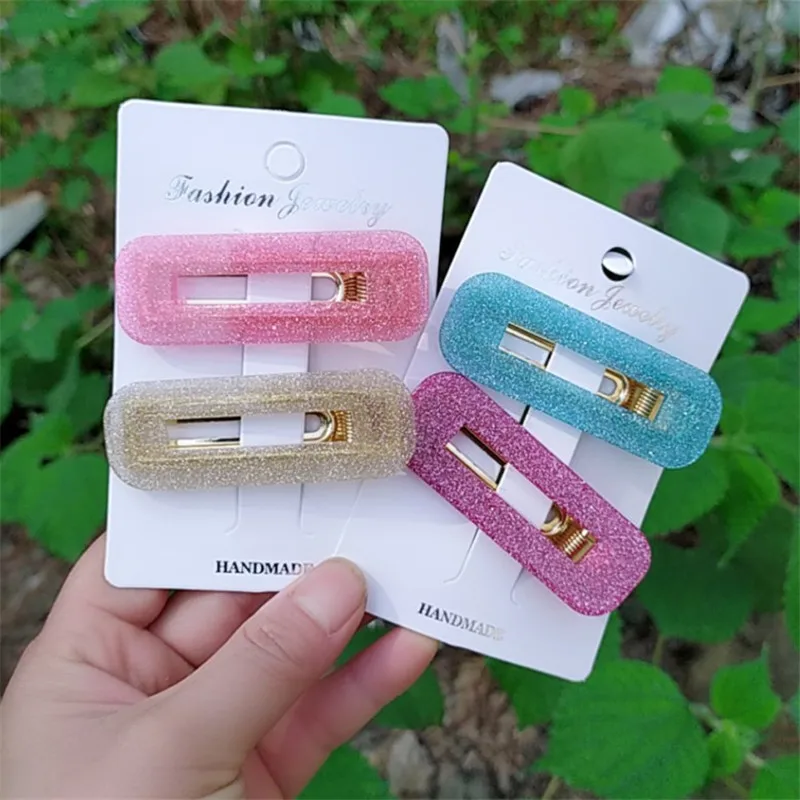 

8pcs/lot Simple Transparent Hairclip Children Glitter Bangs Clip for Girls Casual Retro Barrettes Hair Accessories