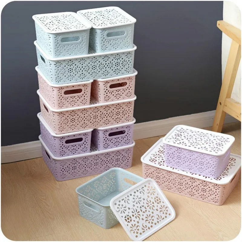 

Plastic Socks Storage Box Case Hollow Underwear Baskets Closet Organizer Clothes KidsToys Kitchen Home Container Organization