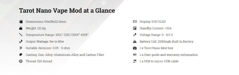 Vaporesso Tarot Nano 80W TC Box ModVaporesso Tarot Nano 80W TC Box Mod-1