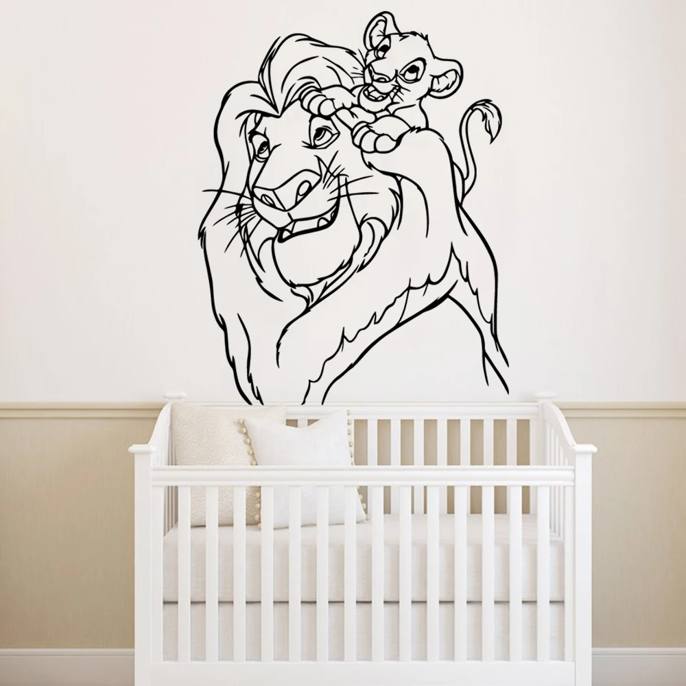 

Hot Lion King Wall Sticker For Kids Rooms roi lion Stickers Decals House Decor Room Simaba Wall Decal Wallpaper muursticker