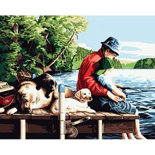 Decoración para el hogar digital de pesca pintura acrílica pintura al óleo kit by números 40*50 cm con Marco de la Pared de La Lona Poster Regalo cuadros DY053