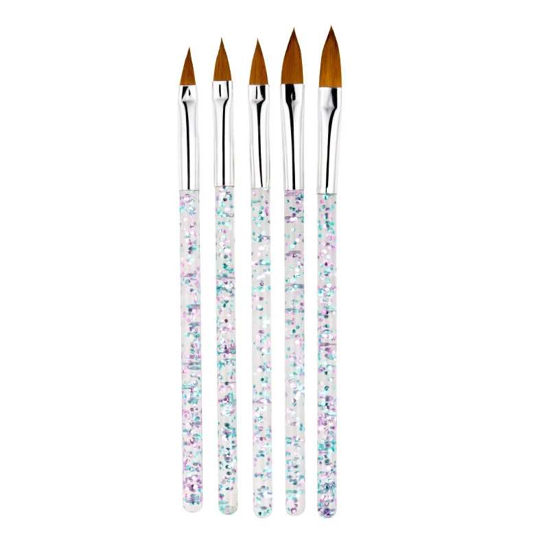 

5Pcs/Set 11/13/15/17/19Mm Nail Art Crystal Brush Uv Gel Builder Painting Dotting Pen Carving Tips Manicure Salon Tools