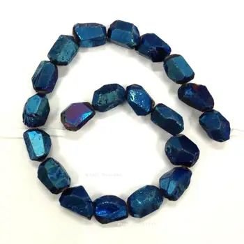

C150630180 Blue Mystic Titanium Quartz Crystal Faceted Nugget Bead ,Rock Crystal Pendant DIY Beads 15-18X20-23mm