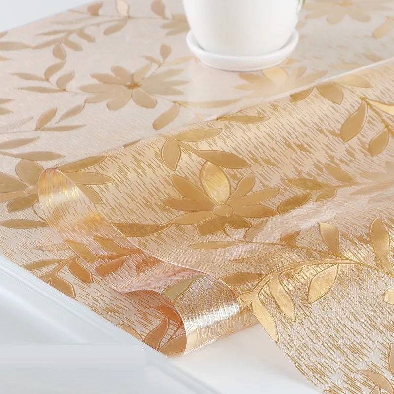 المنزل زيت المطبخ واقية شفافة لينة طاولة طعام زجاجية كريستال الزهور مكافحة تحرق مستطيلة PVC غطاء مفرش طاولة تحديد الموقع حصيرة