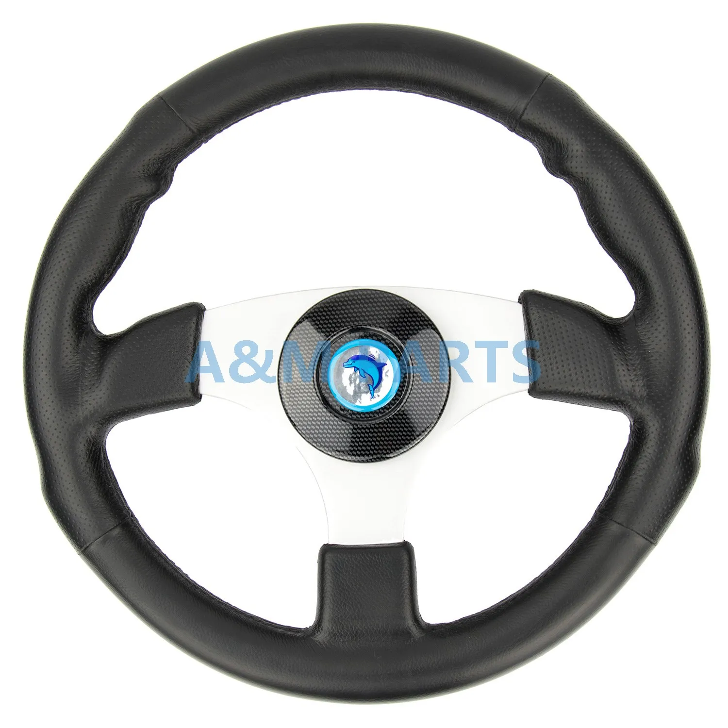 Marine Boat Steering Wheel Soft Polyurethane Leather Grip White Alloy