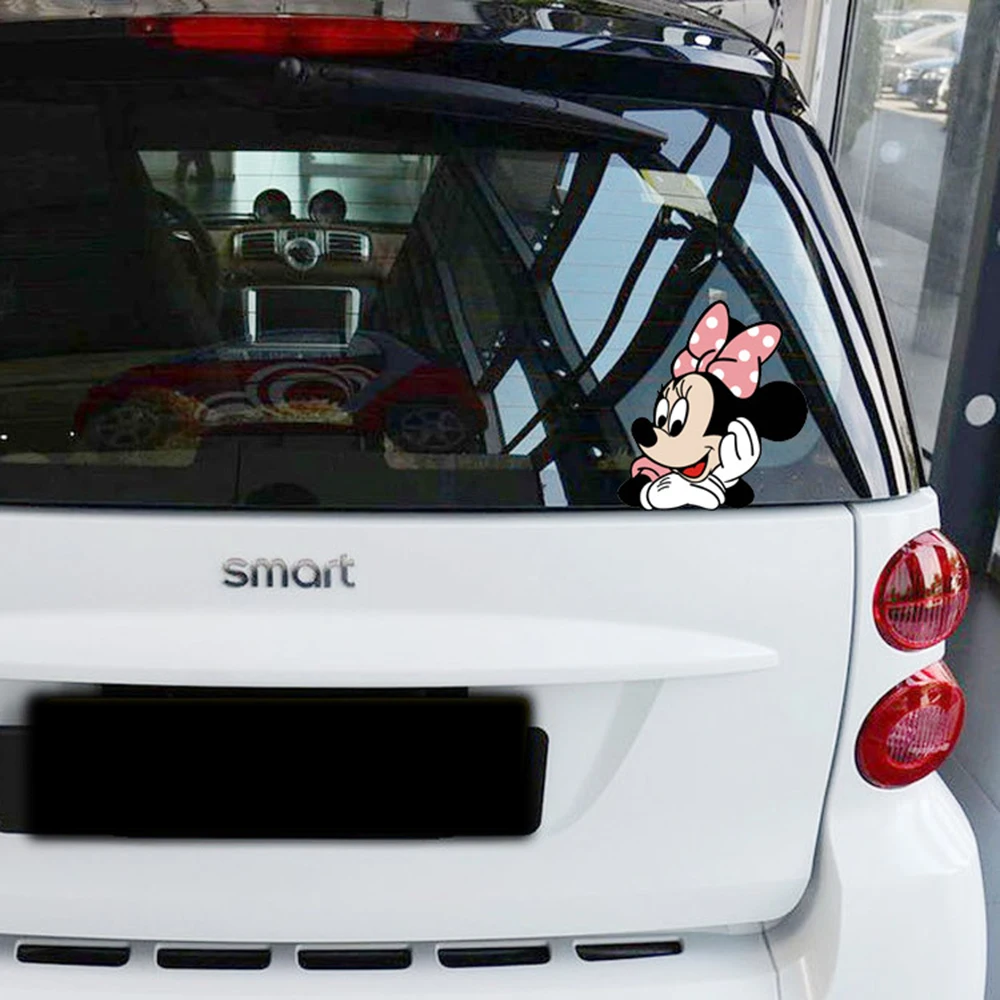 

Aliauto Car-styling Cute Cartoon Minnie Peeping Accessories Car Tail Sticker and Decal for Bmw Ford Focus Vw Skoda Kia Peugeot