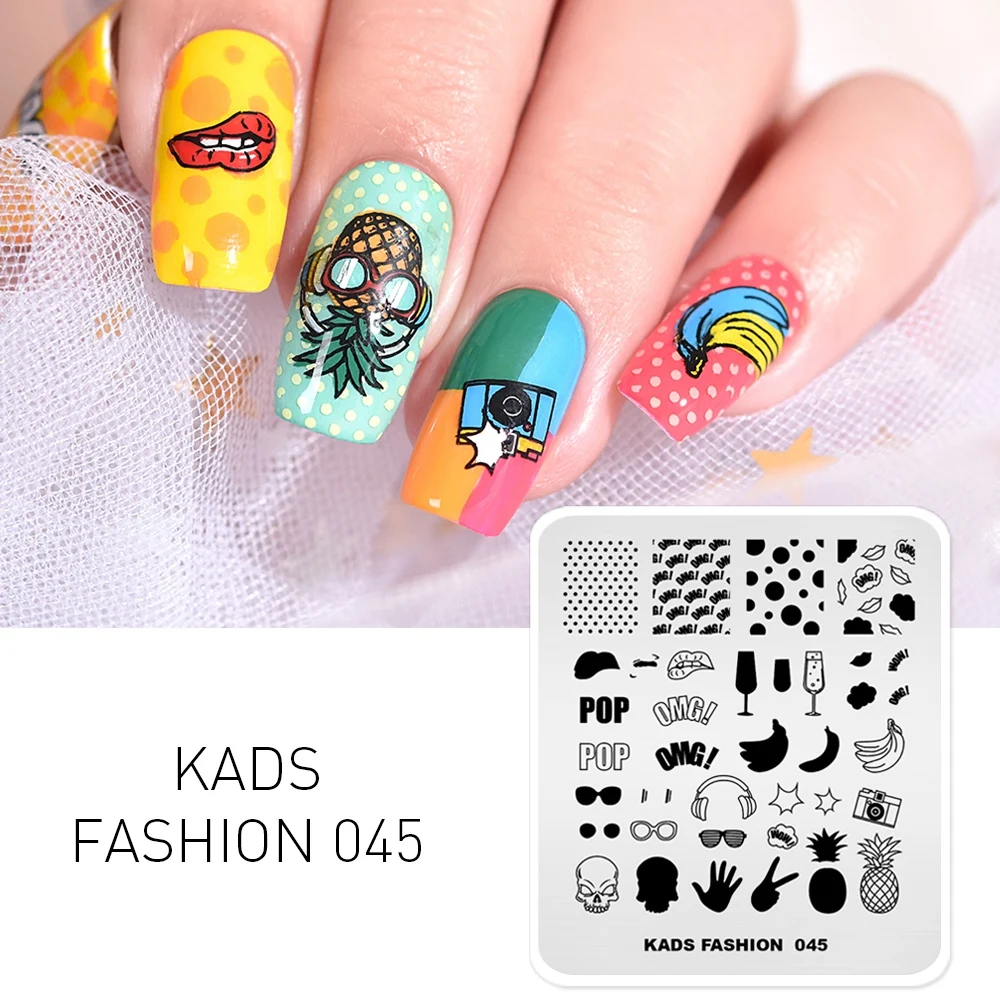 

KADS 7*8cm Stamping Plate Fruit & Lips cartoon Pattern Stencil For Polish Nail Stamping Template Nail Decoration Tool