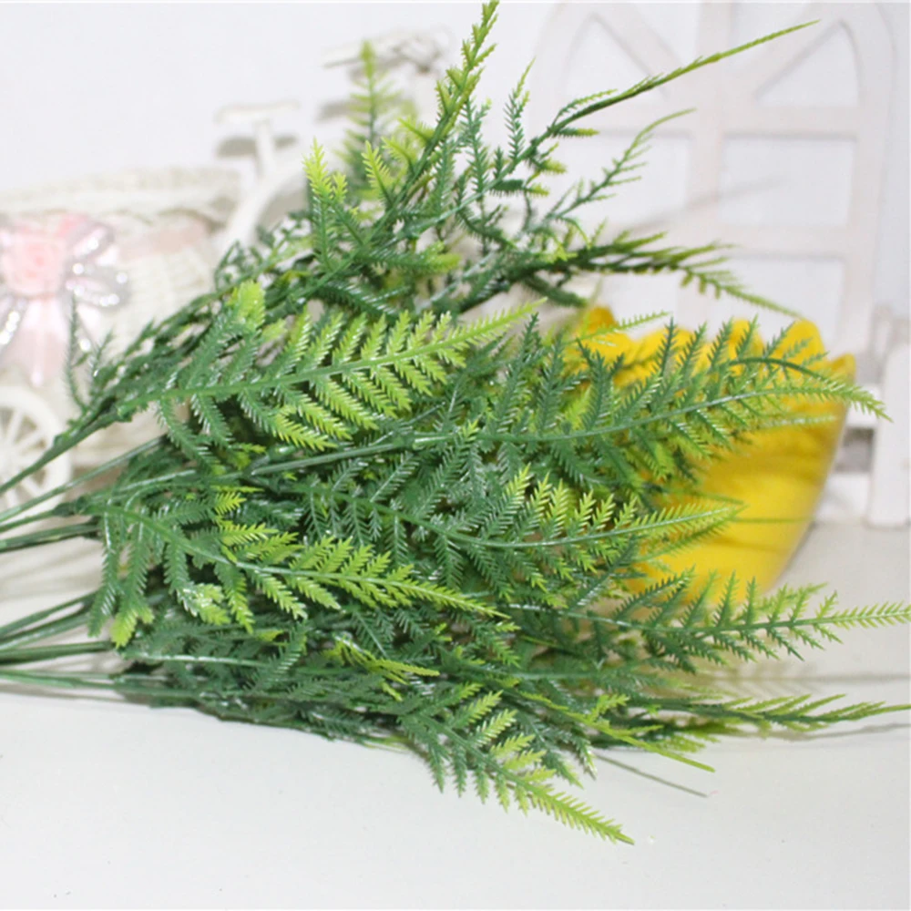 Искусственные пластиковые зеленые растения 7 стеблей искусственная спаржа папоротник трава растение цветочный сад для домашнего свадебного украшения