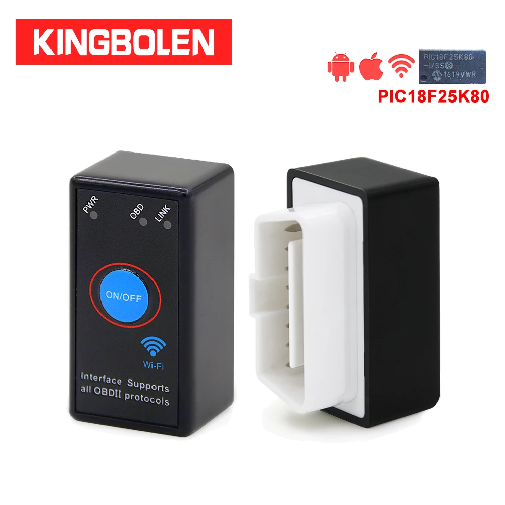

ELM327 WiFi Bluetooth V1.5 PIC18F25K80 Chip Power Switch on/off OBDII Diagnostic Tool iPhone/Android/PC ELM 327 OBD2 Torque