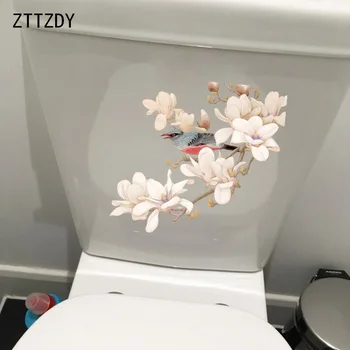 

ZTTZDY 23.1*21.7CM Painted Bird Flower Branch Home Wall Decor Bathroom Toilet Sticker T2-0465