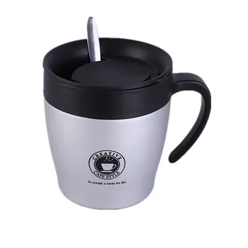 

Vacuum Thermos Coffee Mugs with Lid & Coffee Spoon Stainless Steel Insulated Travel Coffee Mugs Tea Milk Water Drink Cups 330ml