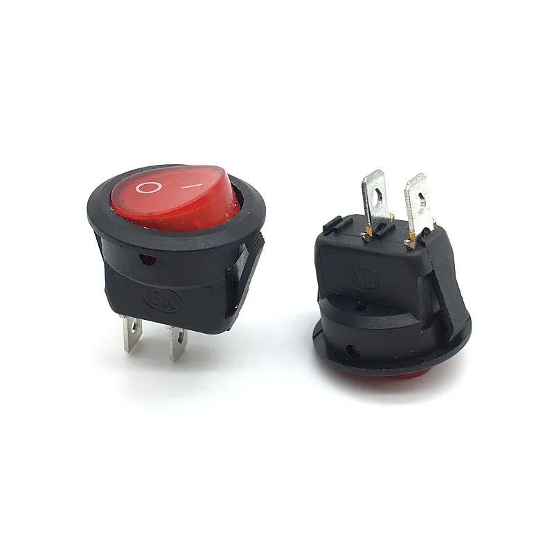 ON-OFF SPST Rodada Rocker Switch 15mm 2PIN 3A 250 V 6A 125 V AC