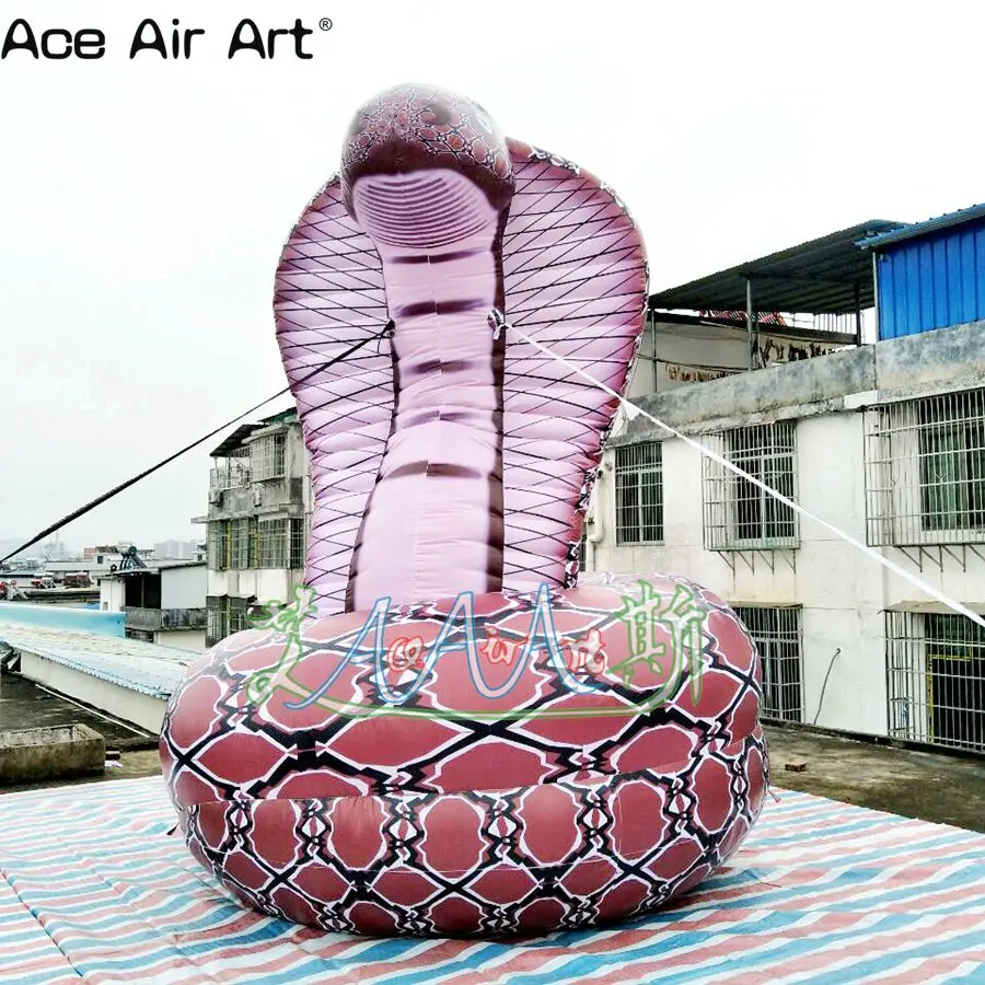  Hot sale lifelike giant inflatable snakeinflatable coiled cobras model for zoo display/event advert