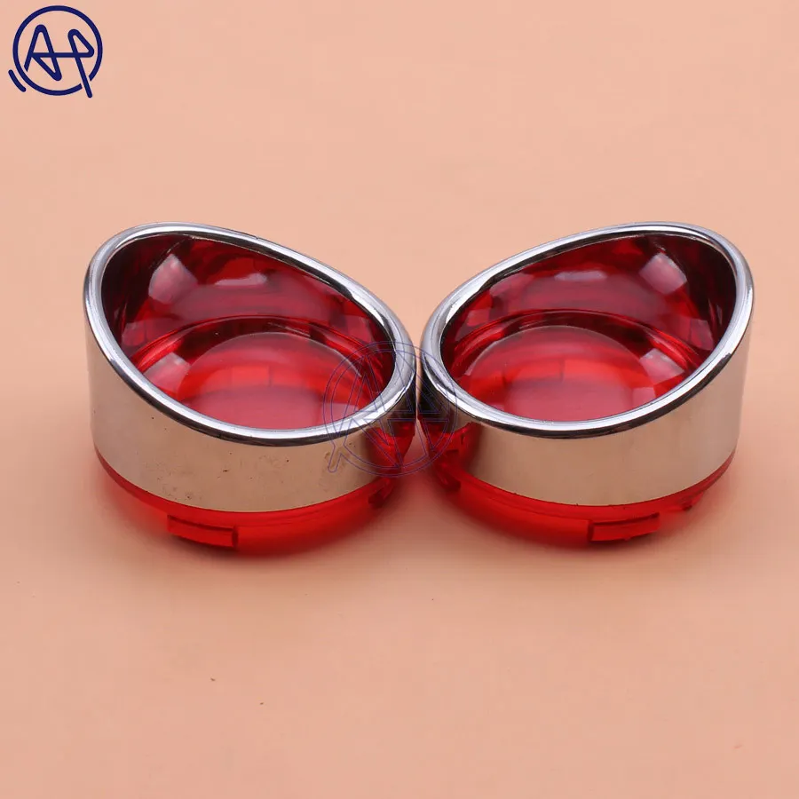2x Turn Signal Light Indicator Cover Chrome House Red Lens Turn Light