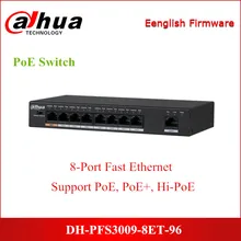 Dahua POE переключатели PFS3009-8ET-96 8-Порты и разъёмы быстрая переключатель питания по сети Ethernet для видеонаблюдения IP Системы