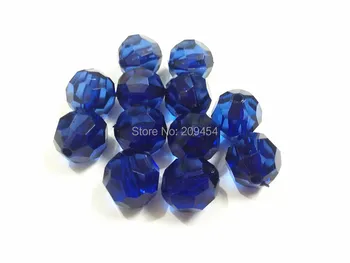 

(Choose Size First) 10mm/12mm/14mm/16mm/18mm/20 Dark Blue / Navy Blue Transparent Big Faceted Acrylic Beads