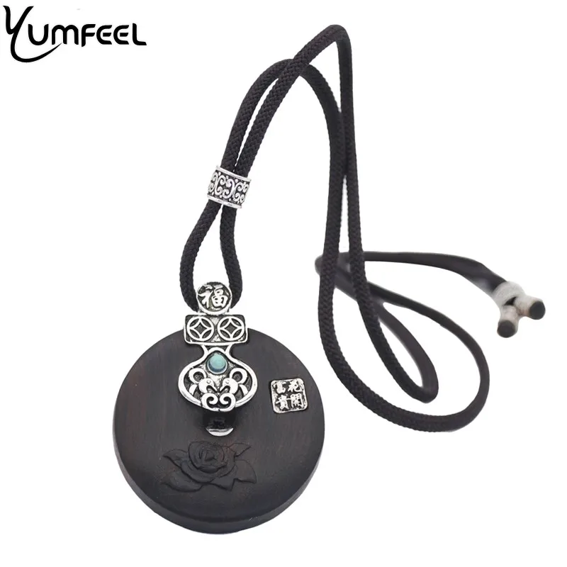 

Yumfeel Ethnic Letter Necklace Handmade Carved Flower Sweater Pendants & Necklaces Women's Jewelry Gifts Drop Shipping