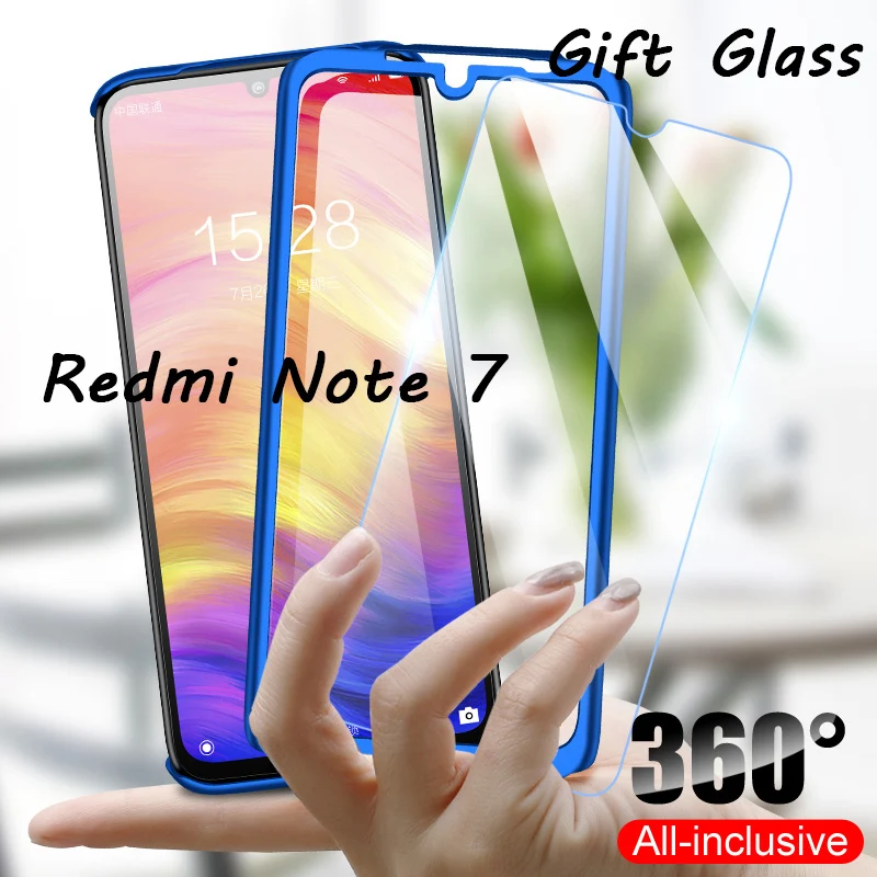 360 чехол с полным покрытием для Redmi Note 7 6 Pro 5 Plus, простой чехол из поликарбоната с закаленным стеклом для Xiaomi Redmi 6A 5A 4X 4A S2 3S 4 Prime