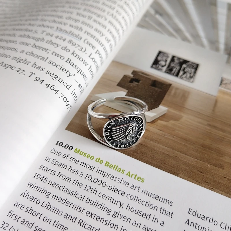LouLeur 925 пробы фигурка из серебра кольца винтажные буквы Абстрактная фигура круглые Элегантные кольца для женщин 925 серебряные ювелирные изделия