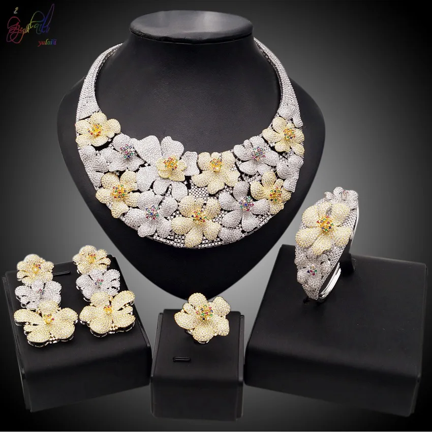 

YULAILI 2017 New Coming High Quality Popular AD Bridal Zircon Prong Setting Jewelry Sets