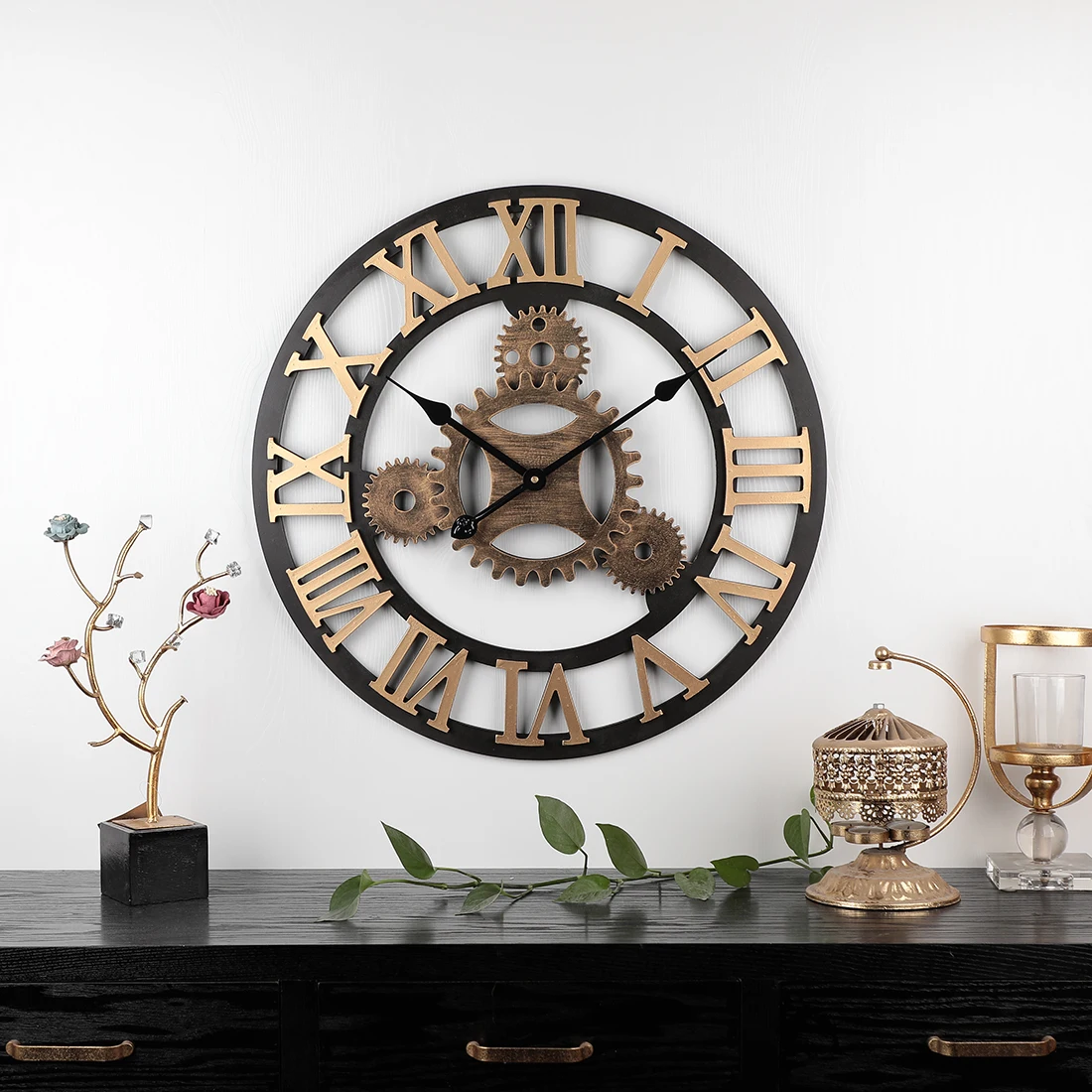 Homingdeco большие 58 см настенные часы в стиле ретро с четырьмя шестернями бесшумные