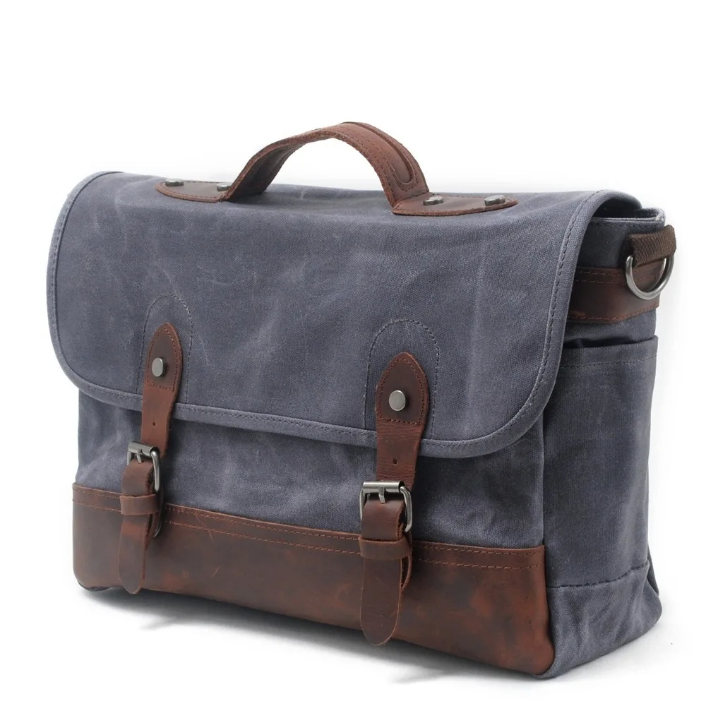 

M029 2017 Retro Men Briefcase Business Shoulder Bag Waterproof Canvas Leather Messenger Bags Handbag Tote Bag Casual Travel Bag