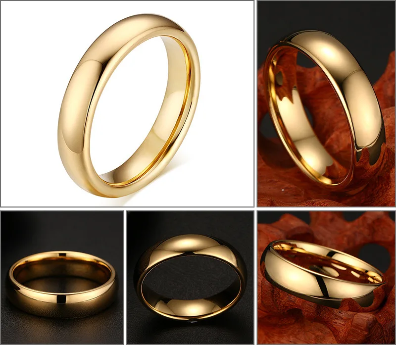 Обручальные кольца из карбида вольфрама для пары золотого цвета для женщин и мужчин, Винтажные Ювелирные изделия для влюбленных