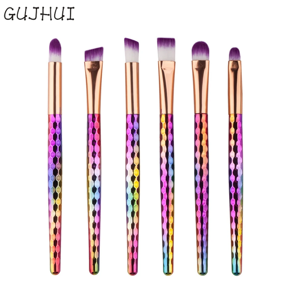

GUJHUI 6Pcs Colorful Cosmetic Eyebrow Eyeshadow Brush Makeup Brush Sets Kits Tools G61121