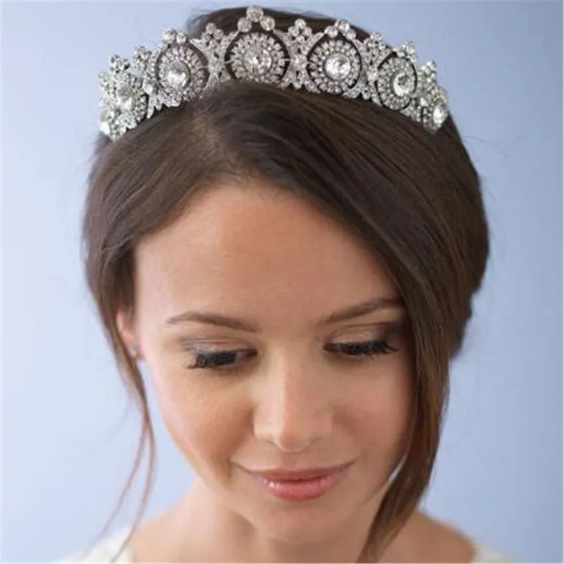 

Mamojko European Designs Royal King Queen Crown Rhinestone Tiara Head Jewelry Wedding Bride Tiaras Crowns Pageant