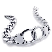 Ювелирные изделия браслет для мужчин, нержавеющая стальные наручники, серебристый