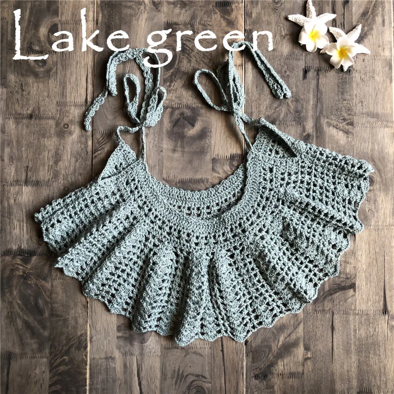 2018 Сексуальные Вязаные Короткие топы летняя однотонная майка на бретельках