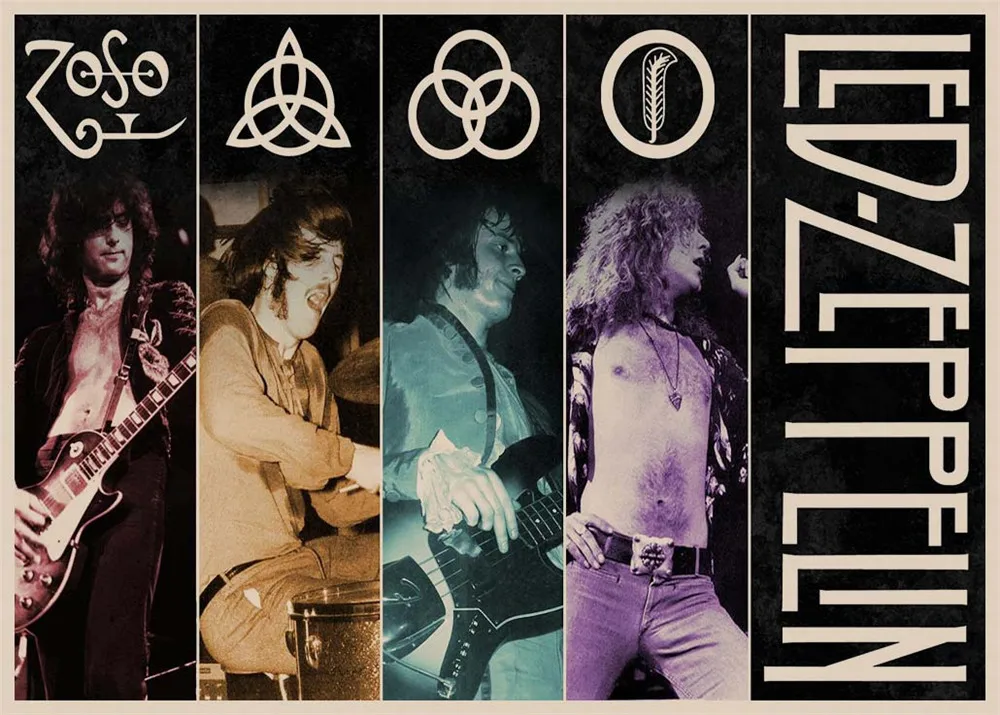 Led Zeppelin рок-музыка постеры для украшения дома в винтажном стиле настенные наклейки для дома Художественный бренд MU22