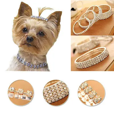 

Cute Mini Pet Dog Bling Rhinestone Chocker Collars Fancy Chihuahua Dog Necklace