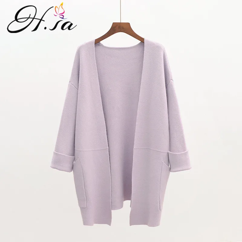 

H.SA Spring Autumn Long Sweater and Cardigans for Women 2018 V neck Loose Jumpers Poncho Long Knit Coat Warm Winter Clothing