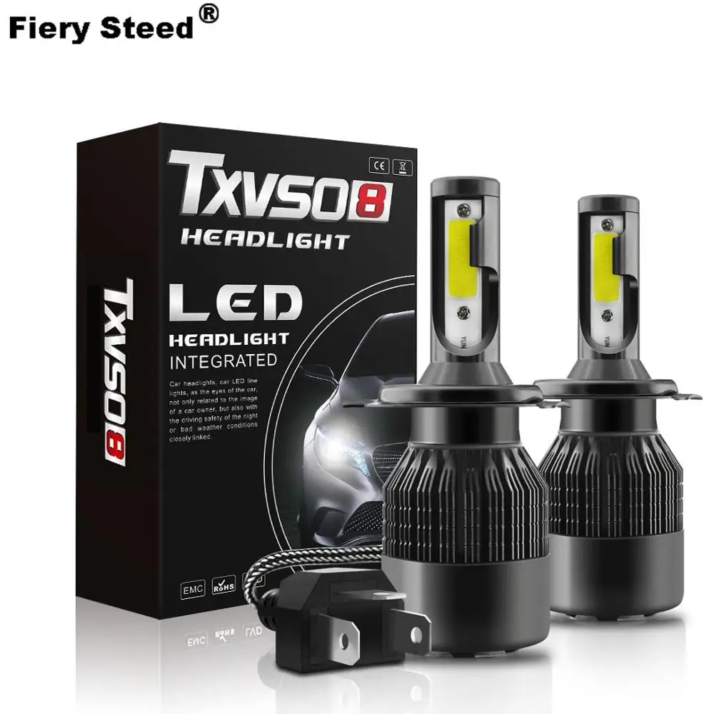 

Fiery Steed 6000K White 144W 14400Lm Led Headlight Bulb Waterproof Led Light For Car Auto Turbo Led h4 T2 Running Lights