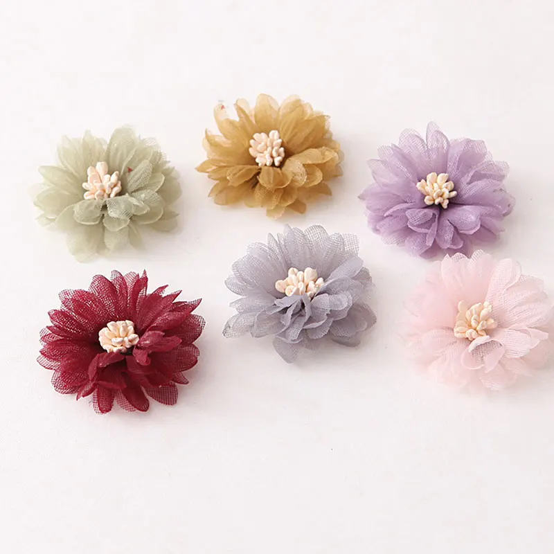 

Savica 5pcs Artificial Flowers Mesh Fabric For Garment Headdress Wedding Decor DIY Scrapbook Crafts Flores Accessories LX797