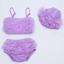 Детская Двойка купальник детские купальники для девочек Кепки три части бикини костюм юбка пляжная одежда для девочек кружева красивая юбка