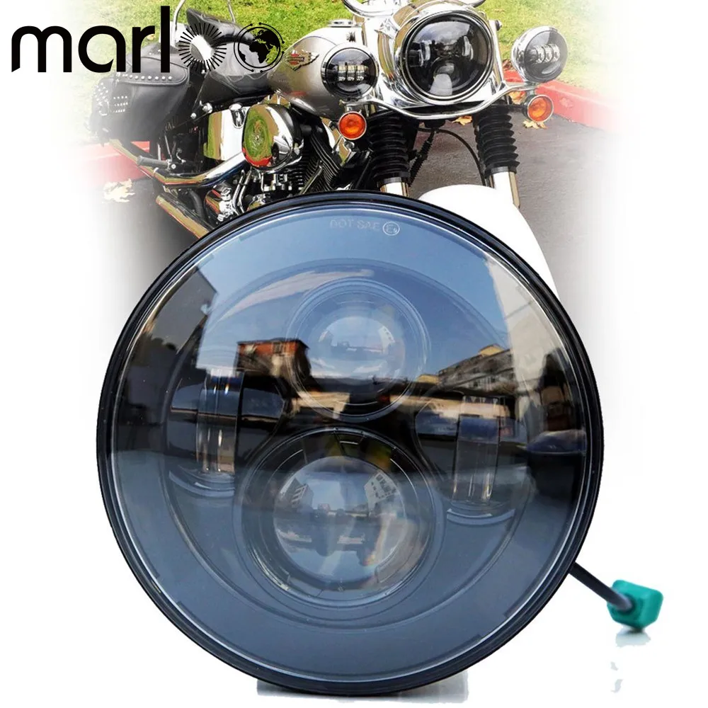 

Marloo For Harley Davidson Road King Street Glide Softail Fat Boy Heritage Yamaha V-Star 7" Projector Motorcycle LED Headlight