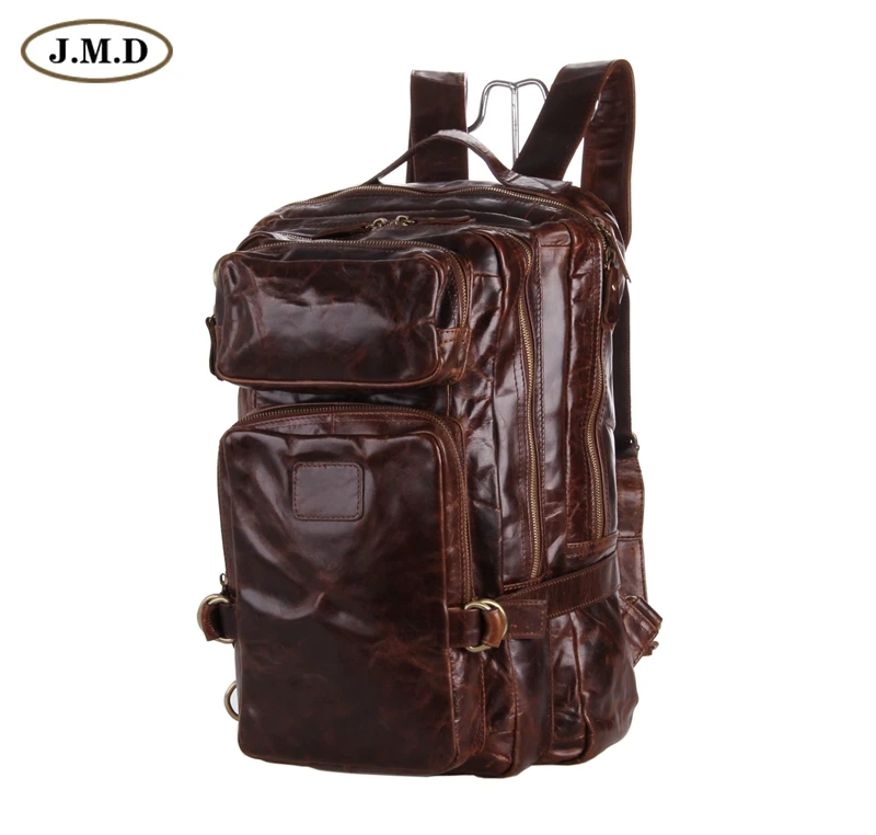 J.M.D Men's Leather Backpack Large Capacity Real School Brown Laptop for Travelling 7039Q | Багаж и сумки