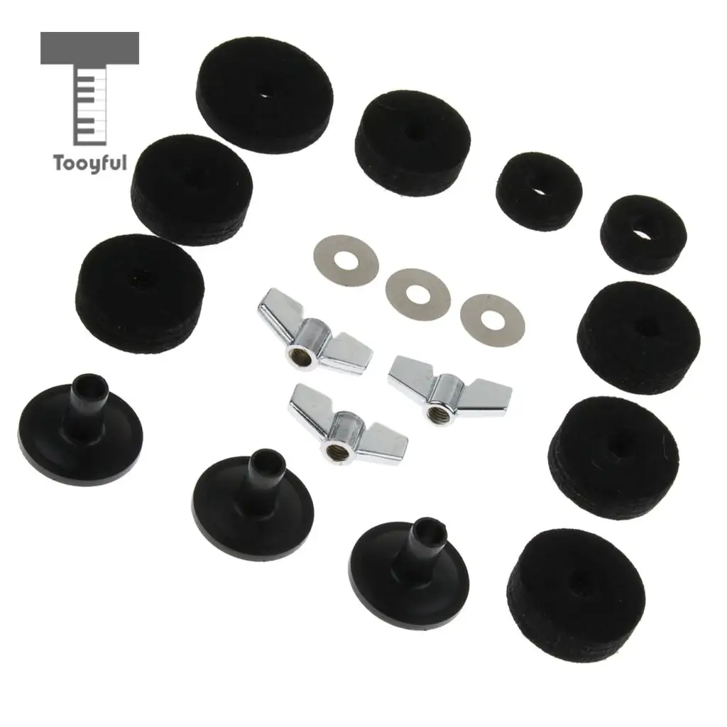 Tooyful 18 Pcs of Set Cymbal Stand Felt Wing Nuts Washers for Percussion Accessory