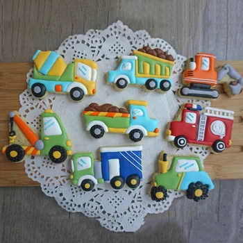 

Vehicle Machinery Truck Shape Cookies Fondant Molds Mixer Crane Car Fire Engine Biscuits Cutters Moulds DIY Cake Decoration Tool