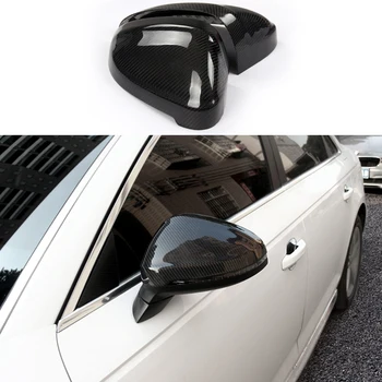 

2x 100% Carbon Fiber Outer Door Rearview Mirror Cover Trim For Audi A4 B9 17-18 & A5 2018