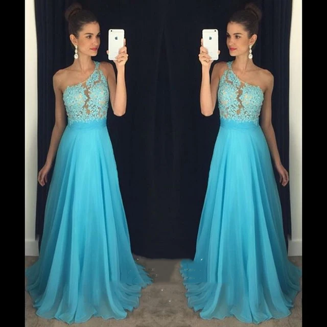 Under 100 Long Bridesmaid Dresses 2017 Summer Blue Chiffon Under 100 Long Bridesmaid Dresses 2017 Summer Blue Chiffon Lace Beaded One Shoulder Maid Of