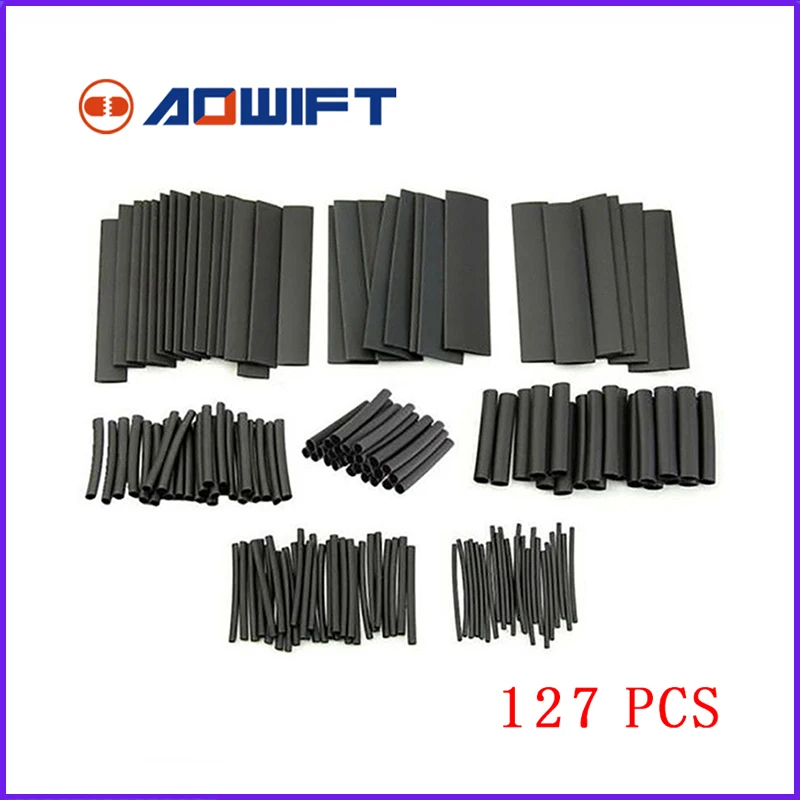 

127pcs Heat clear Shrink set Shrinking Shrinkable Black heatshrink Tubing tube 20mm Sleeve Crimp Assortment Wrap Wire krimpkous