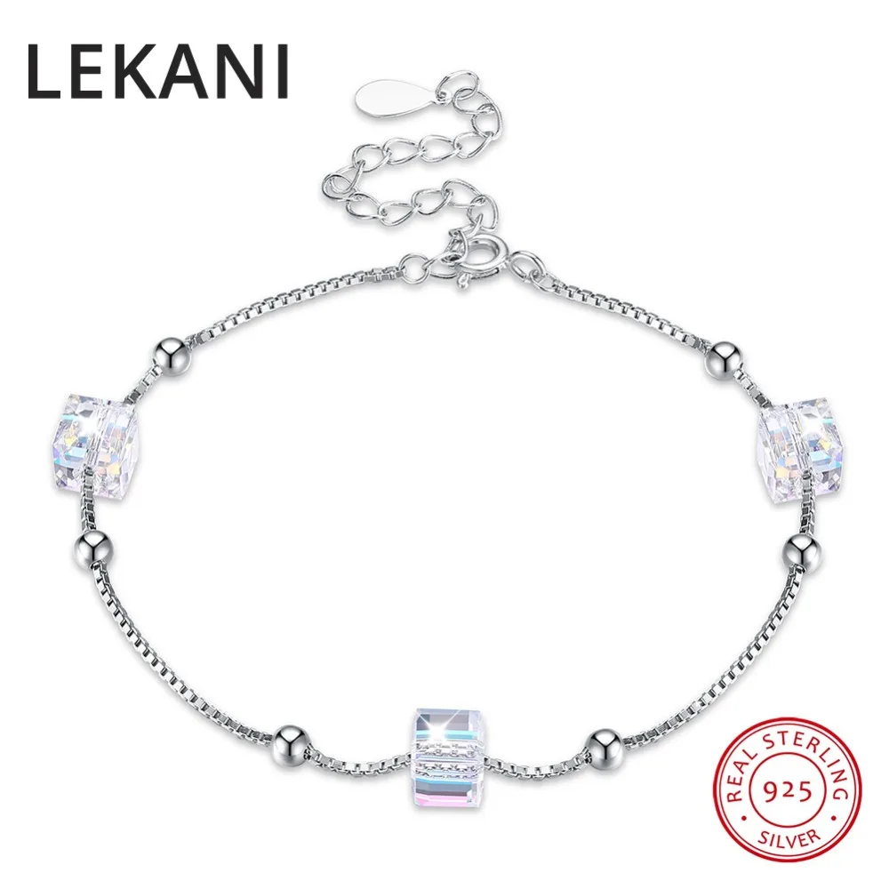 LEKANI кристаллами от SWAROVSKI бисер куб Strand Браслеты браслеты для Для женщин аксессуары серебро 925 Fine Jewelry